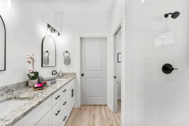 Bathroom, Dual Sink Vanities, Interior, Wood Texture Flooring