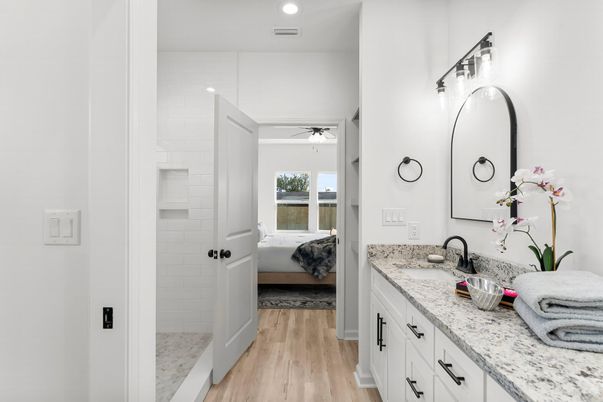 Bathroom, Bedroom, Interior, Recessed Lighting, Wood Texture Flooring