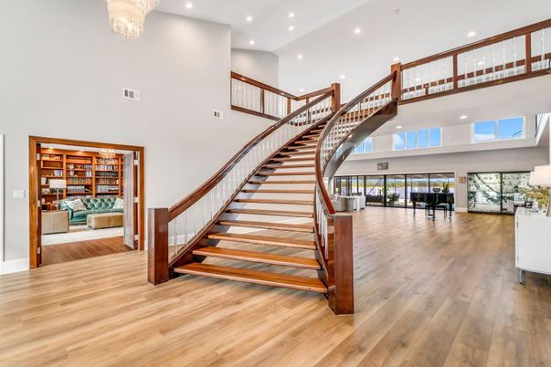 Chandelier, Interior, Recessed Lighting, Wood Texture Flooring
