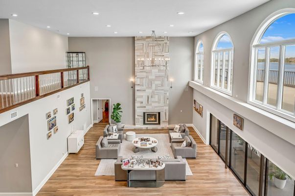 Fireplace, Interior, Living room, Pendant Lights, Recessed Lighting, Wood Texture Flooring