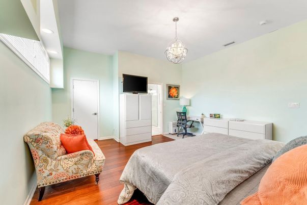 Bedroom, Home Office, Interior, Recessed Lighting, Wood Texture Flooring