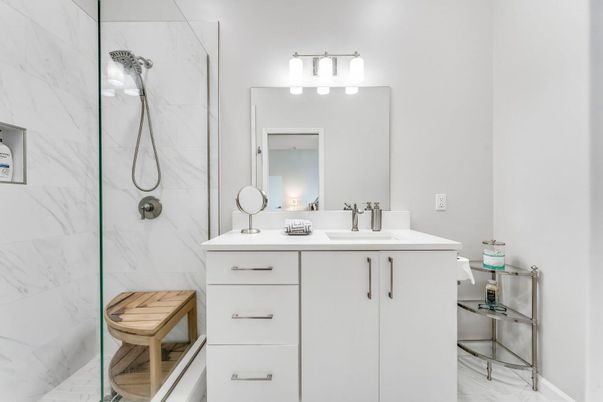 Bathroom, Dual Sink Vanities, Interior, Marble, Marble Walls