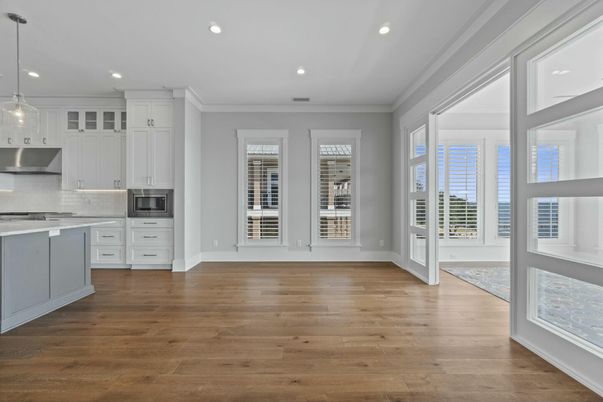 Interior, Kitchen, Pendant Lights, Recessed Lighting, Wood Texture Flooring