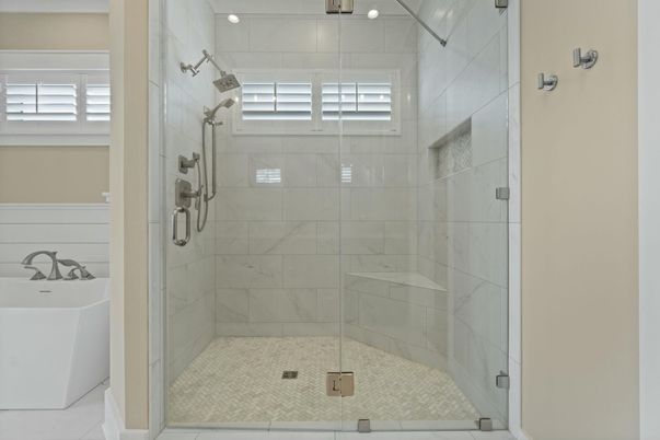 Bathroom, Glass Shower, Interior, Marble Walls