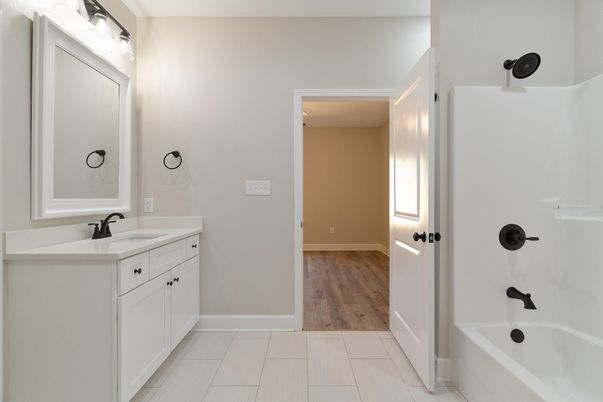 Bathroom, Dual Sink Vanities, Interior, Wood Texture Flooring