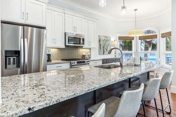 Interior, Kitchen, Pendant Lights, Stainless Steel Appliances, Wood Texture Flooring