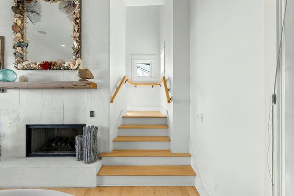 Fireplace, Interior, Recessed Lighting, Wood Texture Flooring