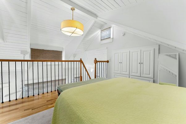 Bedroom, Interior, Pendant Lights, Wood Texture Flooring