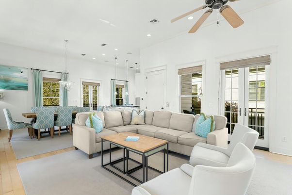Dining room, Interior, Kitchen, Living room, Pendant Lights, Recessed Lighting, Wood Texture Flooring