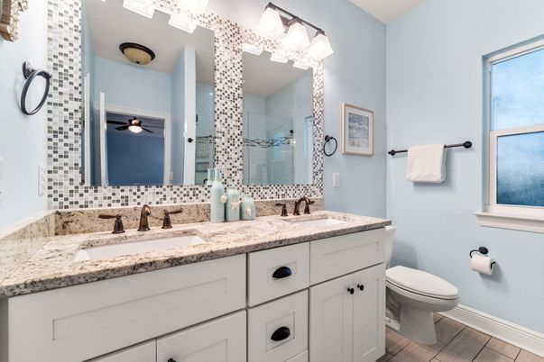 Bathroom, Dual Sink Vanities, Interior, Wood Texture Flooring