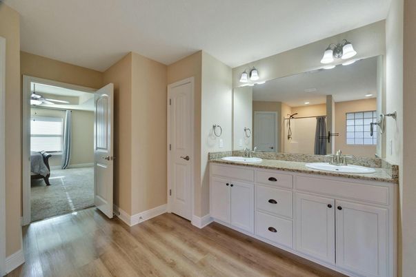Bathroom, Dual Sink Vanities, Interior, Wood Texture Flooring