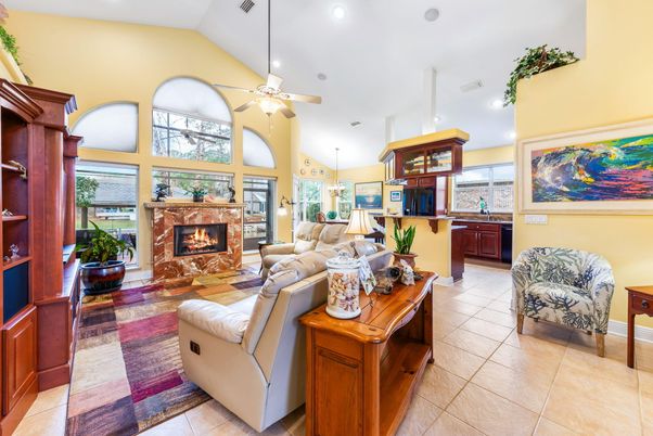 Fireplace, Interior, Living room, Recessed Lighting