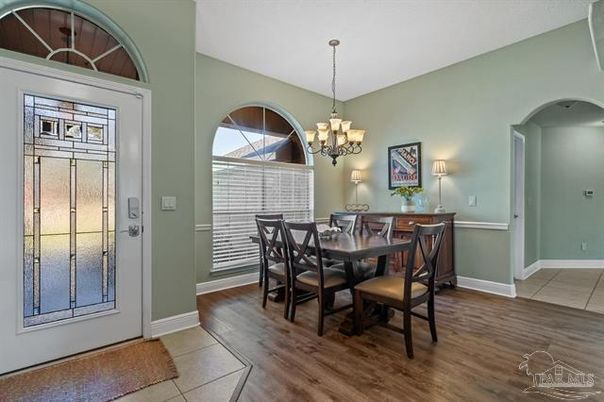 Chandelier, Dining room, Interior, Wood Texture Flooring