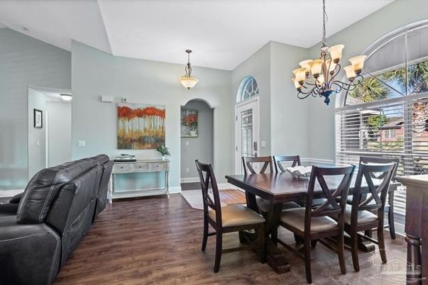 Chandelier, Dining room, Interior, Pendant Lights, Wood Texture Flooring