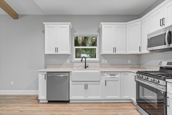 Interior, Kitchen, Stainless Steel Appliances, Wood Texture Flooring