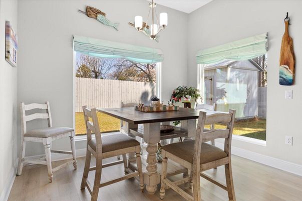Chandelier, Dining room, Interior, Wood Texture Flooring