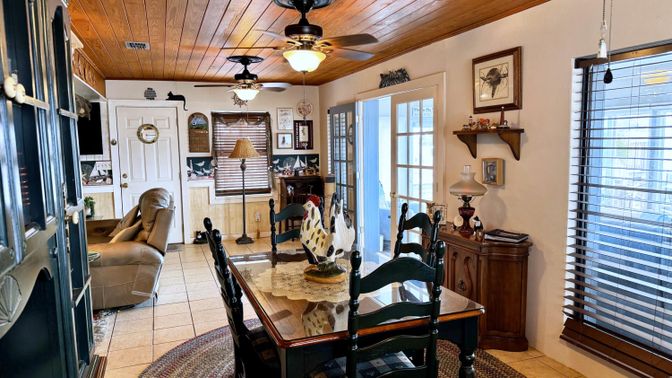 Dining room, Interior, Wooden Ceilings