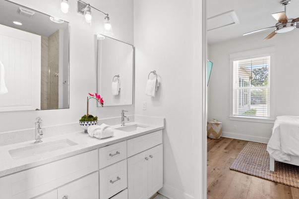 Bathroom, Dual Sink Vanities, Interior, Wood Texture Flooring
