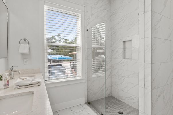 Bathroom, Glass Shower, Interior, Marble, Marble Walls
