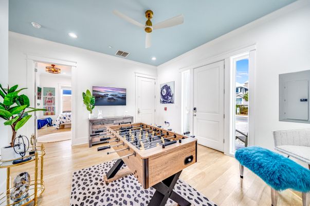 Game Room, Interior, Recessed Lighting, Wood Texture Flooring
