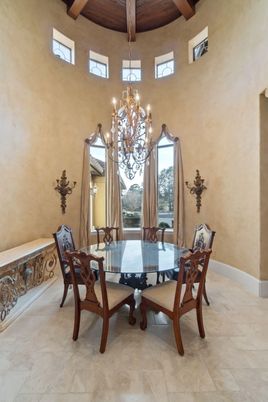 Chandelier, Dining room, Interior, Wooden Beams, Wooden Ceilings