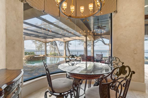 Chandelier, Dining room, Glass Ceilings, Interior, Sun Room, Water