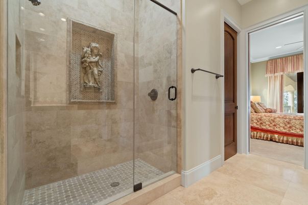 Bathroom, Glass Shower, Interior, Recessed Lighting