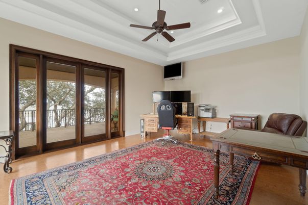 Home Office, Interior, Recessed Lighting, Wood Texture Flooring