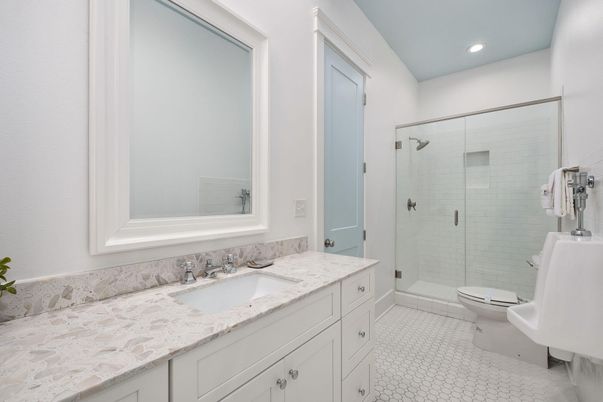 Bathroom, Glass Shower, Interior, Recessed Lighting