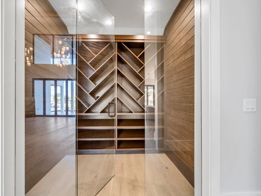 Interior, Pendant Lights, Recessed Lighting, Wood Texture Flooring, Wooden Walls