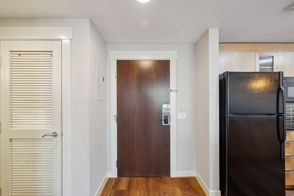 Interior, Kitchen, Recessed Lighting, Wood Texture Flooring