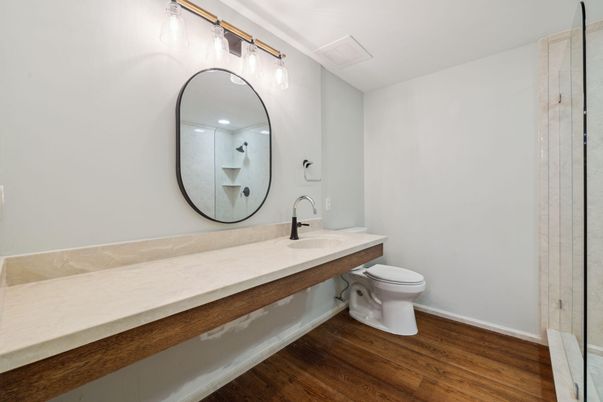 Bathroom, Dual Sink Vanities, Interior, Wood Texture Flooring