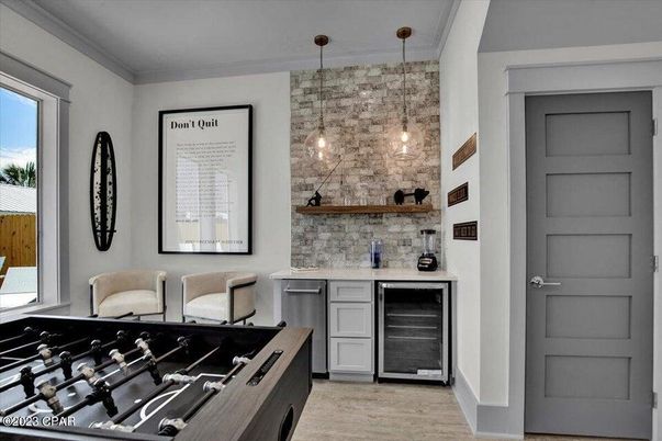 Interior, Kitchen, Pendant Lights, Wood Texture Flooring