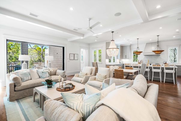 Dining room, Interior, Kitchen, Living room, Pendant Lights, Recessed Lighting, Wood Texture Flooring
