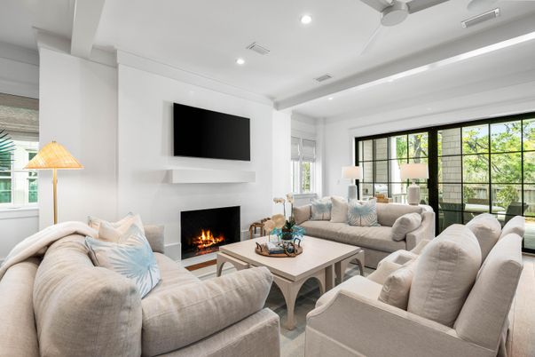Fireplace, Interior, Living room, Recessed Lighting