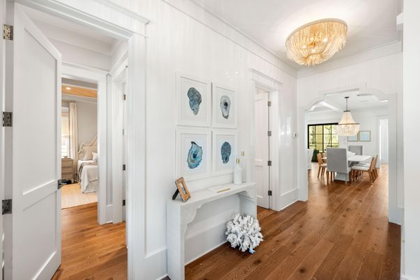 Chandelier, Dining room, Interior, Pendant Lights, Wood Texture Flooring