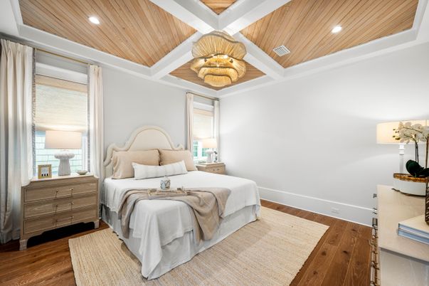 Bedroom, Interior, Recessed Lighting, Wooden Ceilings, Wood Texture Flooring