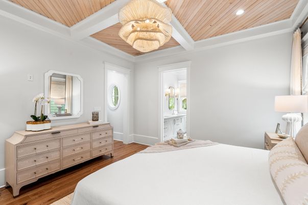 Bedroom, Interior, Recessed Lighting, Wooden Ceilings, Wood Texture Flooring