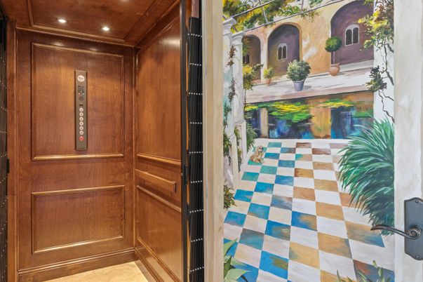 Elevator, Interior, Recessed Lighting, Wooden Walls
