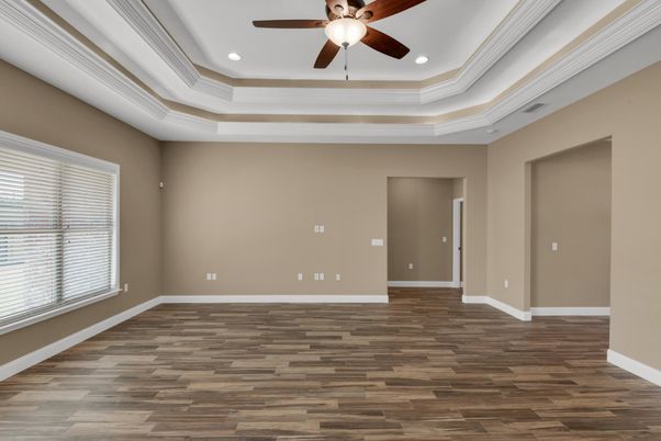 Empty room, Interior, Recessed Lighting, Wood Texture Flooring