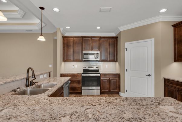 Interior, Kitchen, Pendant Lights, Recessed Lighting, Stainless Steel Appliances