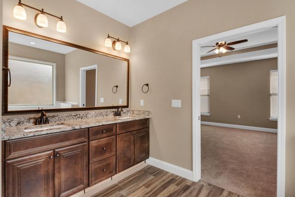 Bathroom, Dual Sink Vanities, Interior, Wood Texture Flooring