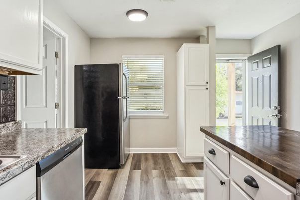 Interior, Kitchen, Wood Texture Flooring