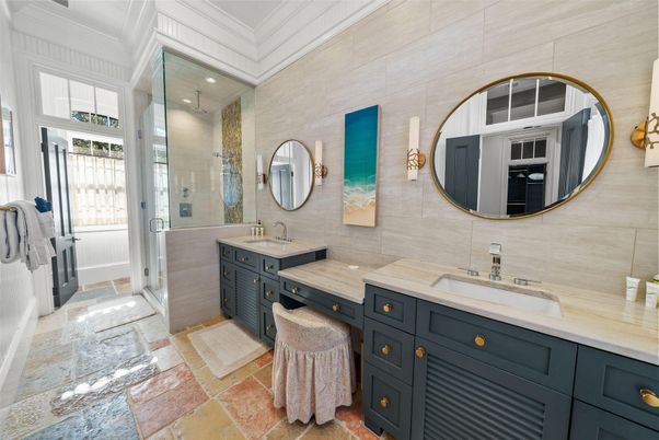 Bathroom, Dual Sink Vanities, Glass Shower, Interior