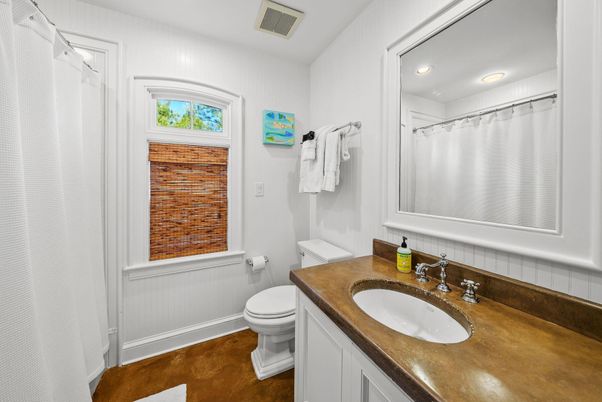 Bathroom, Interior, Recessed Lighting, Wood Texture Flooring