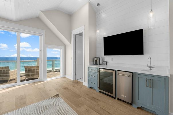 Interior, Kitchen, Pendant Lights, Stainless Steel Appliances, Water, Wood Texture Flooring