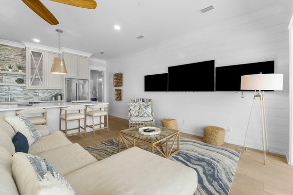 Interior, Kitchen, Living room, Pendant Lights, Recessed Lighting, Stainless Steel Appliances, Wood Texture Flooring
