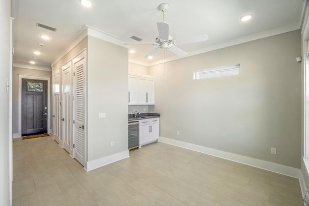 Interior, Kitchen, Recessed Lighting, Wood Texture Flooring