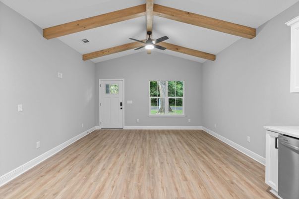 Empty room, Interior, Wooden Beams, Wood Texture Flooring