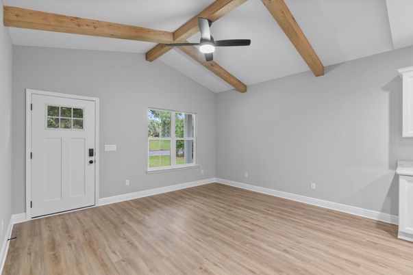 Empty room, Interior, Wooden Beams, Wood Texture Flooring